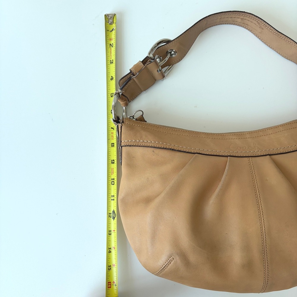 Coach Ergo Pleated Hobo Tan Leather Shoulder Bag F13730 Vintage Buckle Strap - Picture 13 of 15